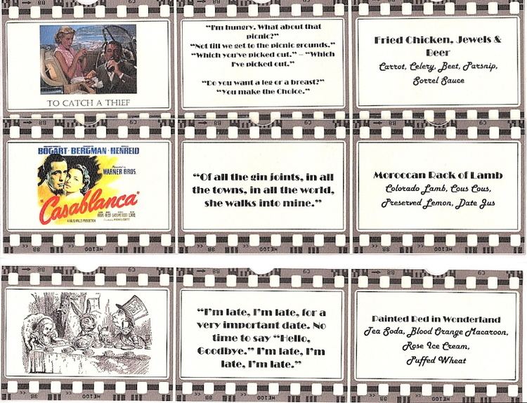Ham and Eggs movie scenes The menu was made up of film strips with scenes and quotations from the movies below 
