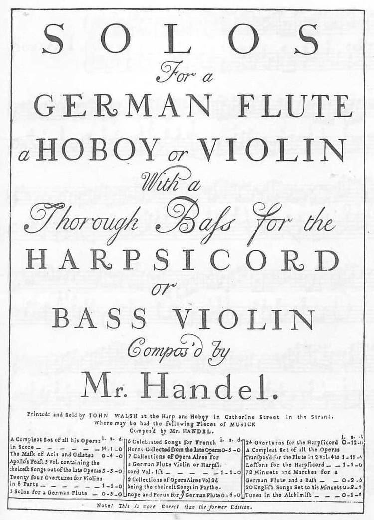 Handel solo sonatas (Walsh)