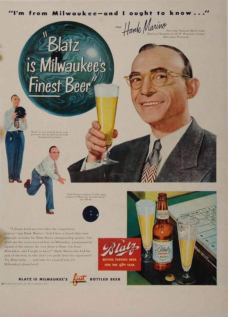 Hank Marino Beer In Ads 1173 Hank Marino For Blatz Brookston Beer Bulletin