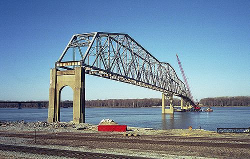 Hannibal Bridge Old Hannibal Bridge The old Hannibal MO bridge during demo apo