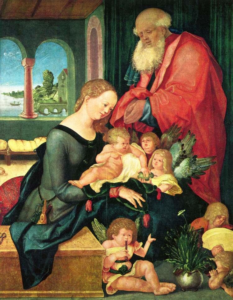 Hans Baldung Holy Family in the room with five angels Hans Baldung