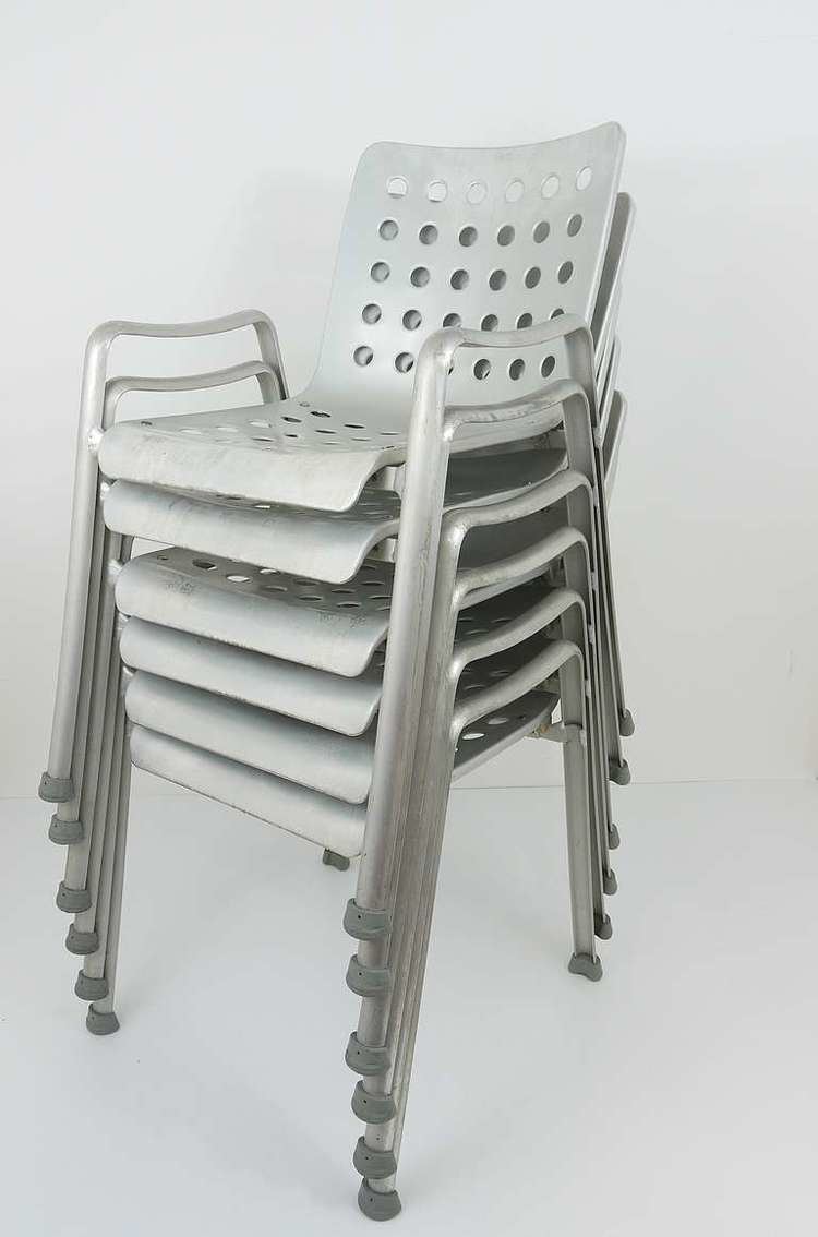 Hans Coray 4 Hans Coray Stackable Landi Aluminium Chairs 1960 MEWA