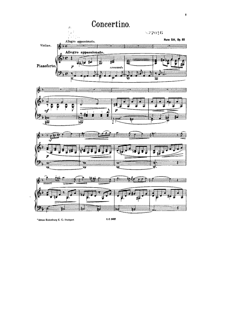 Hans Sitt Violin Concertino in D minor Op65 Sitt Hans IMSLPPetrucci