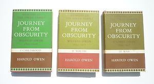 Harold Owen Journey from Obscurity WILFRED OWEN 1st HAROLD OWEN SIGNED First