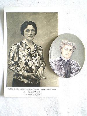 Harriet Hallowell Dtails sur BELLE MINIATURE PORTRAIT SIGN HARRIET HALLOWELL 1904