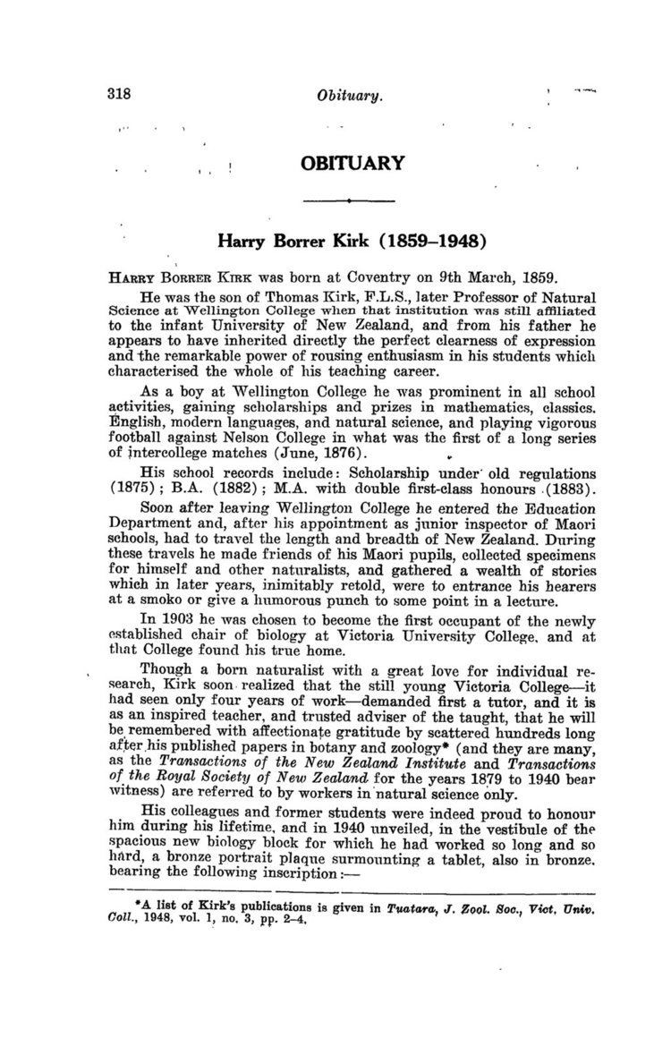 Harry Borrer Kirk BUGZ article EvansWP 1949 Obituary Harry Borrer Kirk 1859