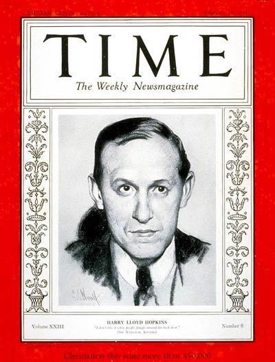 Harry Hopkins TIME Magazine Cover Harry L Hopkins Feb 19 1934