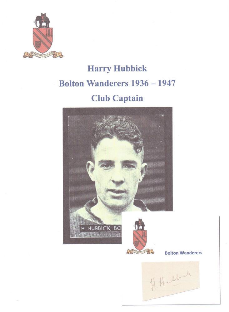 Harry Hubbick HARRY HUBBICK BOLTON WANDERERS 19361947 RARE ORIG HAND SIGNED