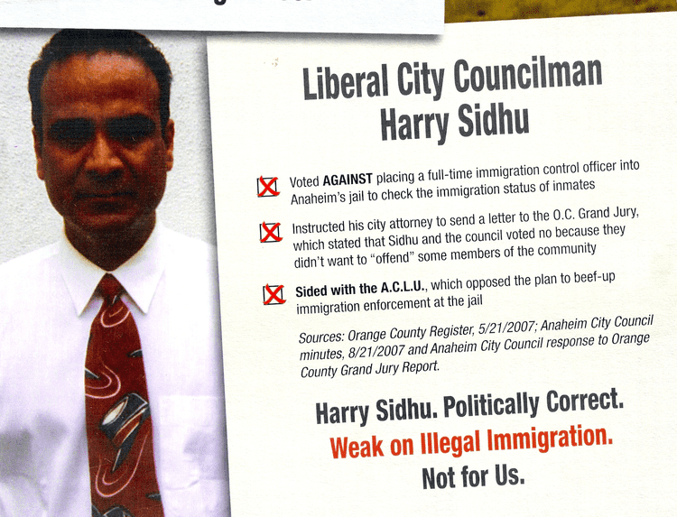 Harry Sidhu Walters mailer rips immigrants and Harry Sidhu too