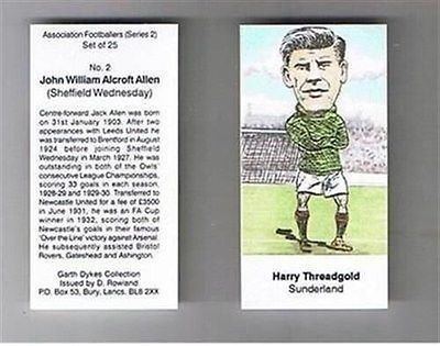 Harry Threadgold ROWLAND Series 2 Sunderland HARRY THREADGOLD football cigarette card