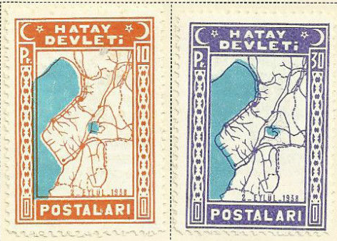 Hatay State Afternoon Map Hatay Devleti and other stamps from former states