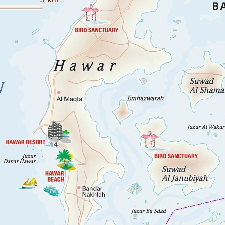 Hawar Islands Official Map of the Hawar islands Kingdom of Bahrain Maps and