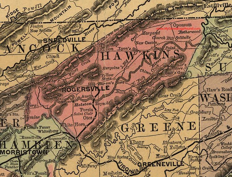 Hawkins County, Tennessee wwwmygenealogyhoundcommapstennesseemapstnha