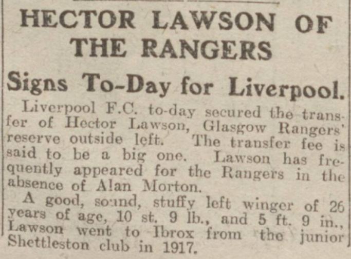 Hector Lawson Hector Stewart Ramsay Lawson Hector Lawson Liverpool Football