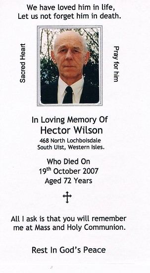 Hector Wilson Mr Hector WilsonGrave 2673 Hallan Cemetery South Uist