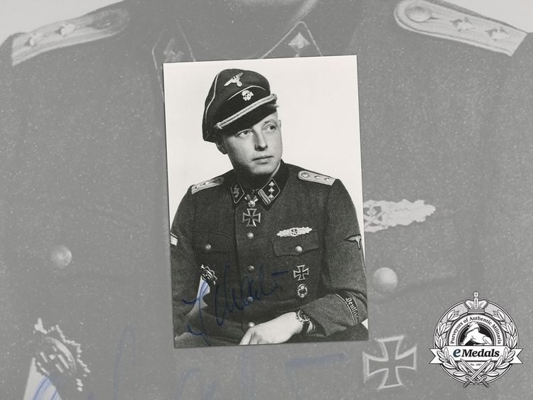 Heinz Macher A Postwar Signed Picture of SS officer Heinz Macher Knights Cross