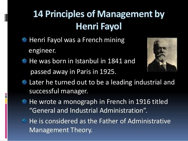 Henri Fayol 14 principls by henri fayol