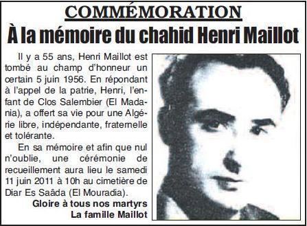 Henri Maillot A quand une rue au tratre communiste Henri Maillot qui a livr des