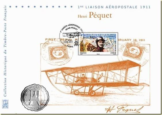 Henri Pequet Rainbow Stamp Club Henri Pequet Pilot of First Airmail Flight