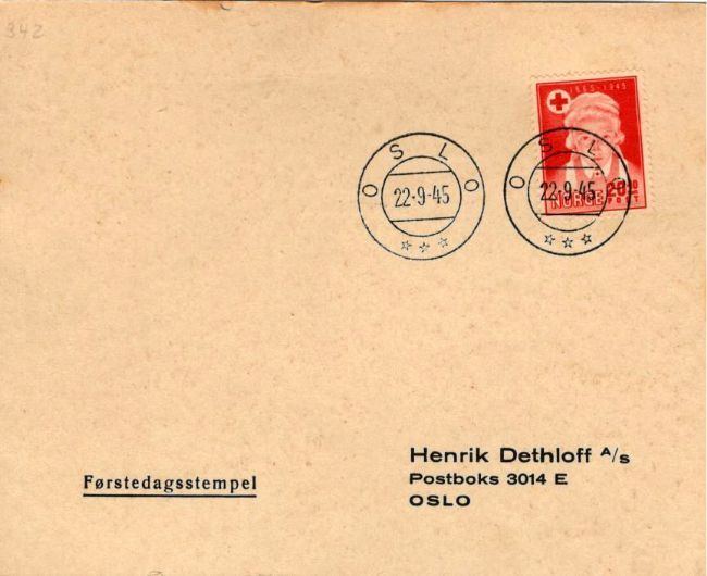 Henrik Dethloff FDC 1945 Rde Kors vign Henrik Dethloff as Annonse nr 943521