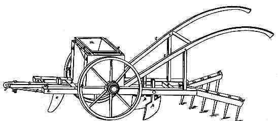 The drawing of the Seed-Planter by Blair used on the patent application in 1836.