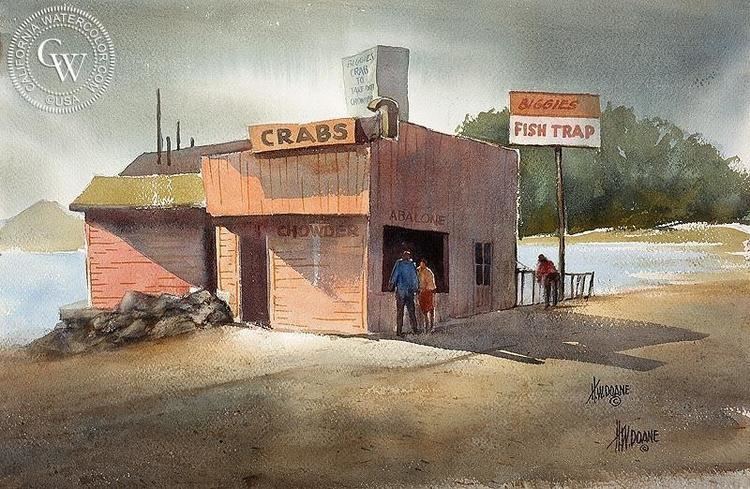 Henry Doane Biggies Fish Trap 1950 art by Henry Doane California Watercolor