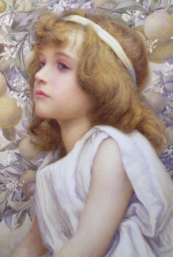 Henry Ryland Girl With Apple Blossom by Henry Ryland