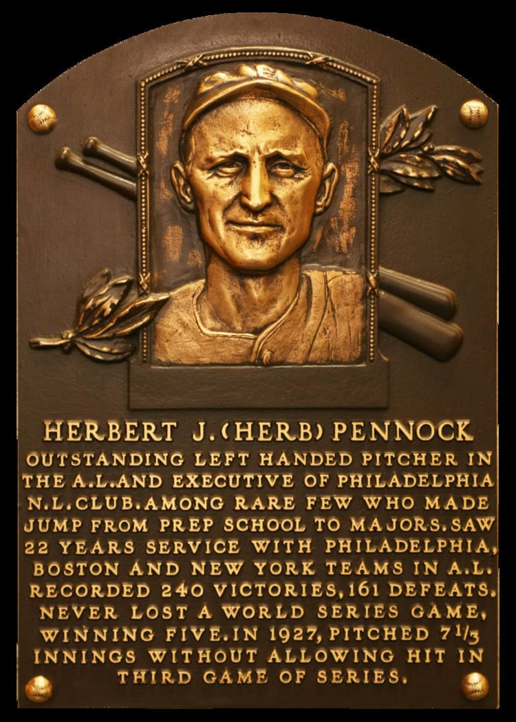 Herb Pennock Pennock Herb Baseball Hall of Fame
