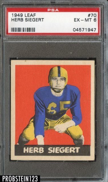 Herb Siegert 1949 Leaf Herb Siegert Washington Redskins 70 Football Card eBay