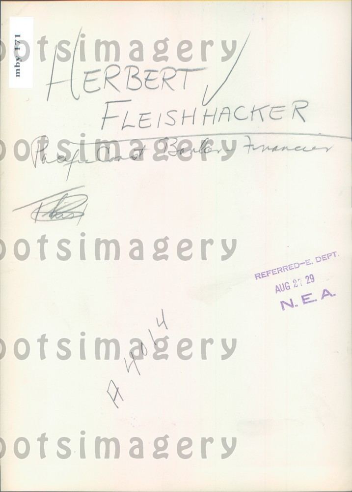 Herbert Fleishhacker 1929 San Francisco Businessman Banker Herbert Fleishhacker Press