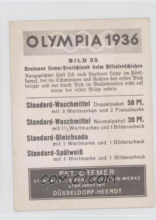 Hermann Lemp (pentathlete) 1936 Pet Cremer Olympia 1936 Tobacco Base 35 Hermann Lemp