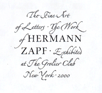 Hermann Zapf Past Exhibitions The Grolier Club