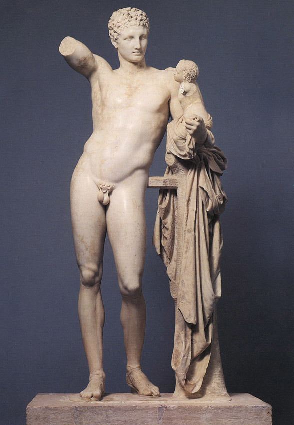 Hermes and the Infant Dionysus Hermes with the infant Dionysus Hellenistic Period Greek statue by