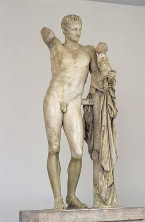 Hermes and the Infant Dionysus Hermes Carrying the Infant Dionysus sculpture by Praxiteles