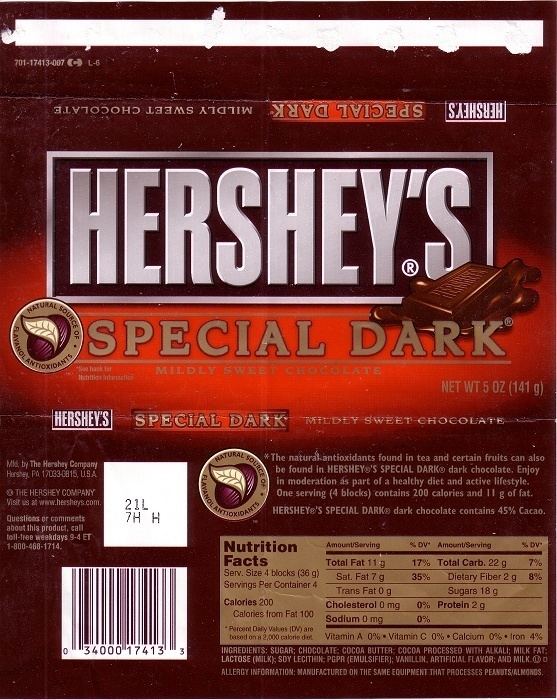 Hershey's Special Dark 2006 Hershey Special Dark Candy Wrapper Archive