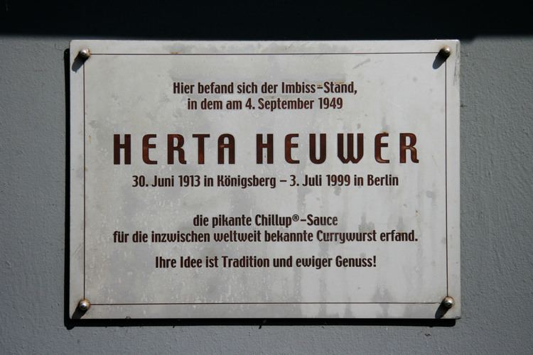Herta Heuwer Herta Heuwer Plaque A tribute to the creator of Currywurst