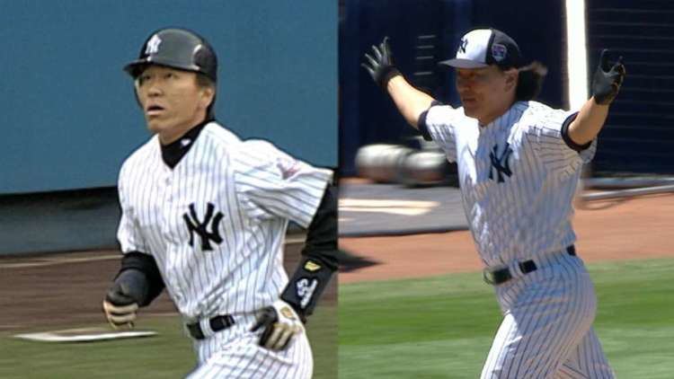 Hideki Matsui Hideki Matsui hits OldTimers Day HR off Cone MLBcom