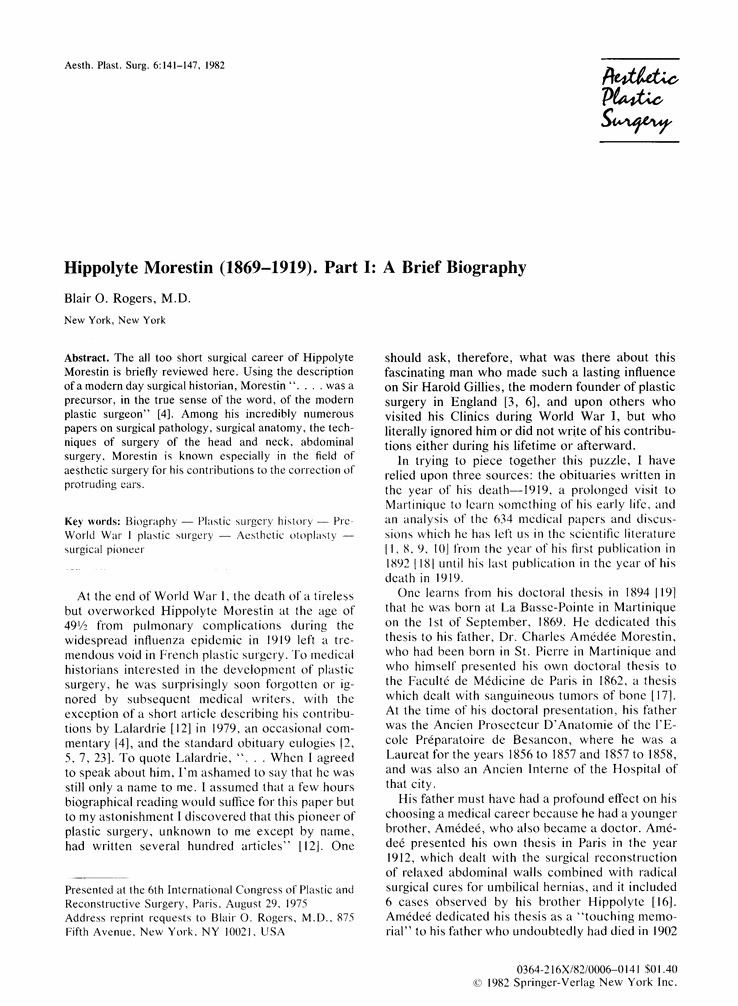 Hippolyte Morestin Hippolyte Morestin 18691919 Part I A brief biography