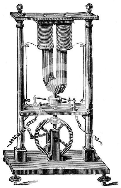 Hippolyte Pixii Image of First magnetoelectric motor built by Hippolyte