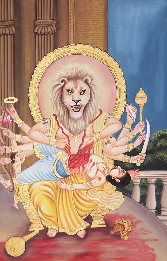 Hiranyakashipu Lord Narasimha Killing the Demon Hiranyakashipu