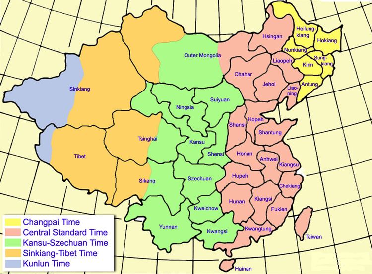 Historical time zones of China