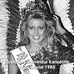 Hólmfríður Karlsdóttir Hlmfrur Karlsdttir jako Miss World 1985 Bellisima
