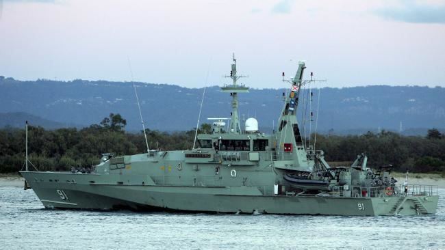 HMAS Bundaberg (ACPB 91) Navy patrol boat HMAS Bundaberg catches fire while undergoing refit