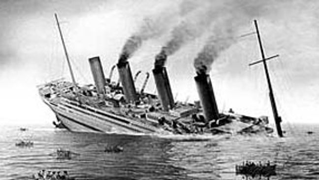 HMHS Britannic sinking in the 2000 movie "Britannic".