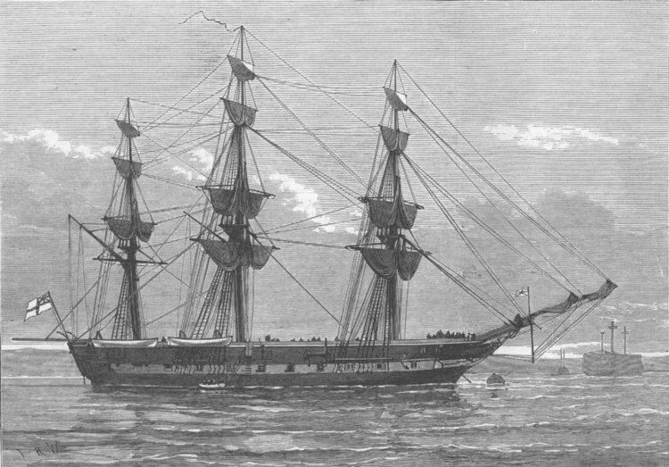 HMS Eurydice (1843) HANTS HMS Eurydice as she lay Portsmouth Harbour antique print 1878