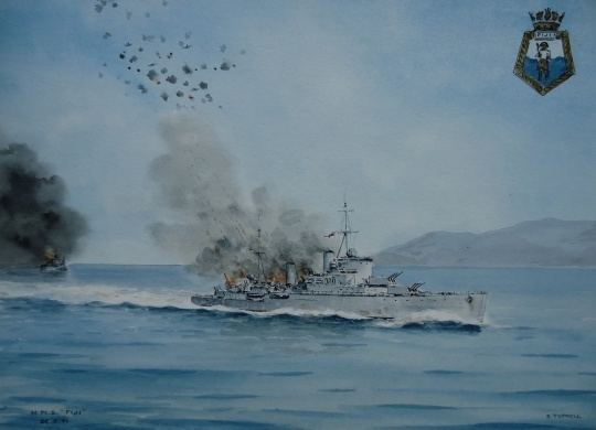 HMS Fiji (58) HMS Fiji 58 under air attack Crete 22 May 1941 warships of