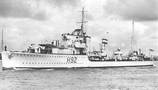 HMS Glowworm (H92) HMS Glowworm H 92 of the Royal Navy British Destroyer of the G