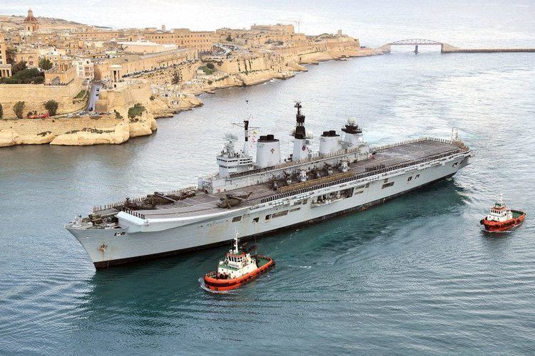 HMS Illustrious (R06) British HMS Illustrious R06 Aircraft Carriers Sails into Valletta