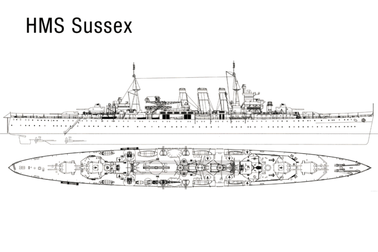 HMS Sussex (96) Imprint of a Kamikaze suicide plane on the 45quot belt armor of HMS