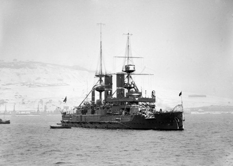 HMS Triumph (1903) Battleship HMS 39Triumph39 1903 at anchor after a snowstorm